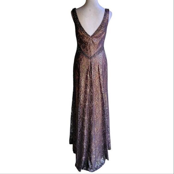 Vintage Y2K Nikki Kiki Livas Deep Mauve Lace Beaded Neckline Babydoll Gown Sz 6 - Picture 3 of 8